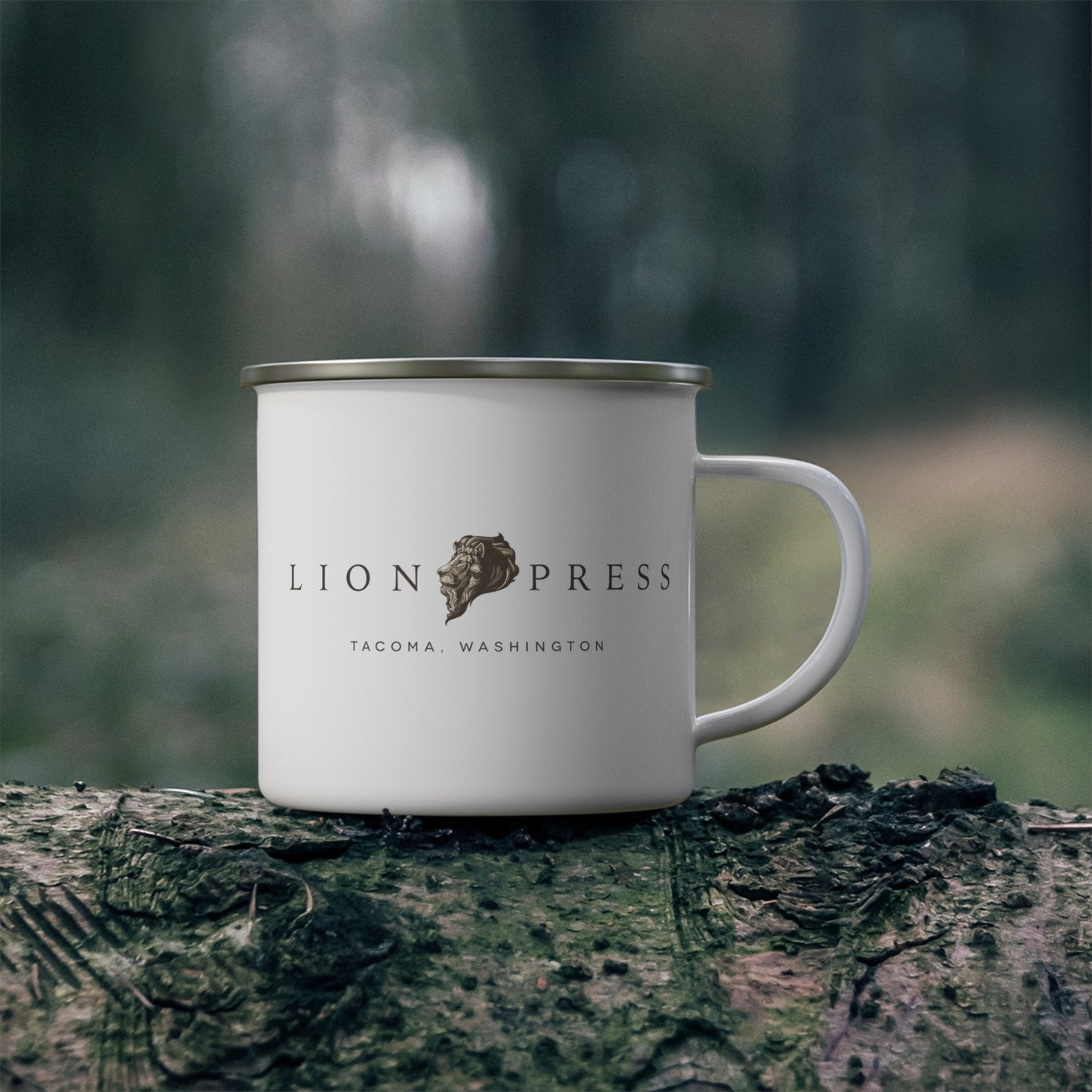 Enamel Lion's Head Camping Mug